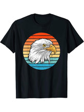 Bald Eagle Vintage Sunset T-Shirt 180G 100% Cotton Printed Round Neck Short-Sleeve T-Shirt, Gifts for Men Dad Husband Grandpa, S-XXXL, Black