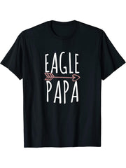 Eagle Papa Bald Eagle American Patriotic T-Shirt 180G 100% Cotton Printed Round Neck Short-Sleeve T-Shirt, Gifts for Men Dad Husband Grandpa, S-XXXL, Black