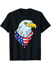 Freedom Liberty United States USA Flag American Bald Eagle T-Shirt 180G 100% Cotton Printed Round Neck Short-Sleeve T-Shirt, Gifts for Men Dad Husband Grandpa, S-XXXL, Black