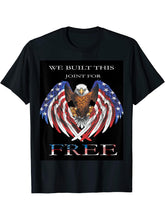 American Day Bald Eagle Joint for free t shir T-Shirt 180G 100% Cotton Printed Round Neck Short-Sleeve T-Shirt, Gifts for Men Dad Husband Grandpa, S-XXXL, Black