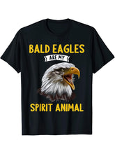 Bald Eagles are my spirit Animal Bald Eagle T-Shirt 180G 100% Cotton Printed Round Neck Short-Sleeve T-Shirt, Gifts for Men Dad Husband Grandpa, S-XXXL, Black