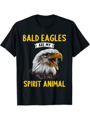 Bald Eagles are my spirit Animal Bald Eagle T-Shirt 180G 100% Cotton Printed Round Neck Short-Sleeve T-Shirt, Gifts for Men Dad Husband Grandpa, S-XXXL, Black