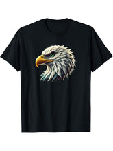 Green Eyed Bald Eagle T-Shirt 180G 100% Cotton Printed Round Neck Short-Sleeve T-Shirt, Gifts for Men Dad Husband Grandpa, S-XXXL, Black