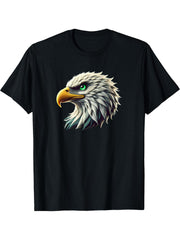 Green Eyed Bald Eagle T-Shirt 180G 100% Cotton Printed Round Neck Short-Sleeve T-Shirt, Gifts for Men Dad Husband Grandpa, S-XXXL, Black