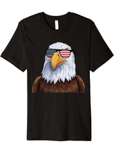 Bald Eagle with Sunglasses Design Premium T-Shirt 180G 100% Cotton Printed Round Neck Short-Sleeve T-Shirt, Gifts for Men Dad Husband Grandpa, S-XXXL, Black