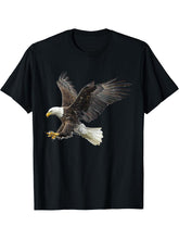 Bald Eagles Cool Design with a Bald Eagle T-Shirt 180G 100% Cotton Printed Round Neck Short-Sleeve T-Shirt, Gifts for Men Dad Husband Grandpa, S-XXXL, Black