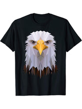 Stunning Bald Eagle Polygon Design T-Shirt 180G 100% Cotton Printed Round Neck Short-Sleeve T-Shirt, Gifts for Men Dad Husband Grandpa, S-XXXL, Black