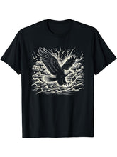Flying Bald Eagle Scene Graphic Artwork Design T-Shirt 180G 100% Cotton Printed Round Neck Short-Sleeve T-Shirt, Gifts for Men Dad Husband Grandpa, S-XXXL, Black