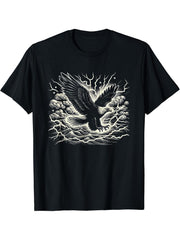 Flying Bald Eagle Scene Graphic Artwork Design T-Shirt 180G 100% Cotton Printed Round Neck Short-Sleeve T-Shirt, Gifts for Men Dad Husband Grandpa, S-XXXL, Black