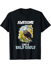 Bald Eagles Awesome like a Bald Eagle T-Shirt 180G 100% Cotton Printed Round Neck Short-Sleeve T-Shirt, Gifts for Men Dad Husband Grandpa, S-XXXL, Black