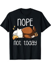 Nope Not Today Sleeping American Bald Eagle Nap Early Bird T-Shirt 180G 100% Cotton Printed Round Neck Short-Sleeve T-Shirt, Gifts for Men Dad Husband Grandpa, S-XXXL, Black