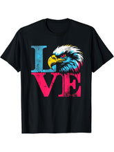 Love Bald Eagle - Vintage Colorful Eagle Bird Lover T-Shirt 180G 100% Cotton Printed Round Neck Short-Sleeve T-Shirt, Gifts for Men Dad Husband Grandpa, S-XXXL, Black