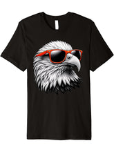 Cool Bald Eagle Bird Wearing Sunglasses Graphic Art Premium T-Shirt 180G 100% Cotton Printed Round Neck Short-Sleeve T-Shirt, Gifts for Men Dad Husband Grandpa, S-XXXL, Black