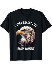 I just really like Bald Eagles Bald Eagle T-Shirt 180G 100% Cotton Printed Round Neck Short-Sleeve T-Shirt, Gifts for Men Dad Husband Grandpa, S-XXXL, Black