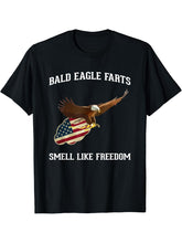 Bald Eagle Farts Smell Like Freedom T-Shirt 4th of July 180G 100% Cotton Printed Round Neck Short-Sleeve T-Shirt, Gifts for Men Dad Husband Grandpa, S-XXXL, Black
