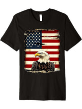Patriotic Bald Eagle American Pride Premium T-Shirt 180G 100% Cotton Printed Round Neck Short-Sleeve T-Shirt, Gifts for Men Dad Husband Grandpa, S-XXXL, Black