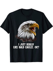 I just really like Bald Eagles Bald Eagle T-Shirt 180G 100% Cotton Printed Round Neck Short-Sleeve T-Shirt, Gifts for Men Dad Husband Grandpa, S-XXXL, Black