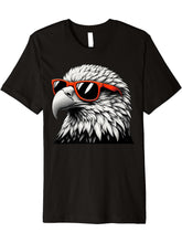 Cool Bald Eagle Bird Wearing Sunglasses Graphic Art Premium T-Shirt 180G 100% Cotton Printed Round Neck Short-Sleeve T-Shirt, Gifts for Men Dad Husband Grandpa, S-XXXL, Black