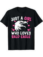 Bald Eagle Lover GIRLS T-Shirt 180G 100% Cotton Printed Round Neck Short-Sleeve T-Shirt, Gifts for Men Dad Husband Grandpa, S-XXXL, Black