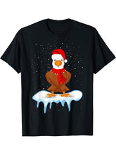 Funny Bald eagle Christmas Santa Hat Snow Design, Bald eagle T-Shirt 180G 100% Cotton Printed Round Neck Short-Sleeve T-Shirt, Gifts for Men Dad Husband Grandpa, S-XXXL, Black