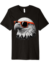 Cool Bald Eagle Bird Wearing Sunglasses Graphic Art Premium T-Shirt 180G 100% Cotton Printed Round Neck Short-Sleeve T-Shirt, Gifts for Men Dad Husband Grandpa, S-XXXL, Black