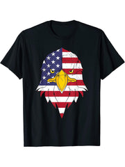 American Pride American Bald Eagle Patriot America Eagle T-Shirt 180G 100% Cotton Printed Round Neck Short-Sleeve T-Shirt, Gifts for Men Dad Husband Grandpa, S-XXXL, Black