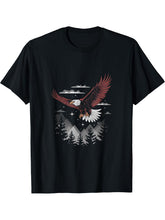 Bald Eagle Artwork T-Shirt 180G 100% Cotton Printed Round Neck Short-Sleeve T-Shirt, Gifts for Men Dad Husband Grandpa, S-XXXL, Black