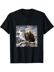Eagle Bald Winter T-Shirt 180G 100% Cotton Printed Round Neck Short-Sleeve T-Shirt, Gifts for Men Dad Husband Grandpa, S-XXXL, Black