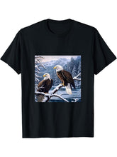 Eagle Bald Winter T-Shirt 180G 100% Cotton Printed Round Neck Short-Sleeve T-Shirt, Gifts for Men Dad Husband Grandpa, S-XXXL, Black
