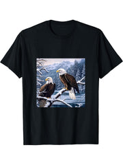 Eagle Bald Winter T-Shirt 180G 100% Cotton Printed Round Neck Short-Sleeve T-Shirt, Gifts for Men Dad Husband Grandpa, S-XXXL, Black