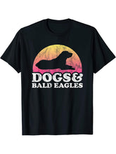 Dogs and Bald Eagles Men's or Women's Dog and Bald Eagle T-Shirt 180G 100% Cotton Printed Round Neck Short-Sleeve T-Shirt, Gifts for Men Dad Husband Grandpa, S-XXXL, Black