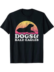 Dogs and Bald Eagles Men's or Women's Dog and Bald Eagle T-Shirt 180G 100% Cotton Printed Round Neck Short-Sleeve T-Shirt, Gifts for Men Dad Husband Grandpa, S-XXXL, Black