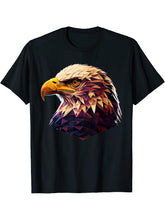 Bald Eagles Cool Polygon Design with a Bald Eagle T-Shirt 180G 100% Cotton Printed Round Neck Short-Sleeve T-Shirt, Gifts for Men Dad Husband Grandpa, S-XXXL, Black