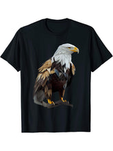 Bald Eagles Cool Polygon Design with a Bald Eagle T-Shirt 180G 100% Cotton Printed Round Neck Short-Sleeve T-Shirt, Gifts for Men Dad Husband Grandpa, S-XXXL, Black