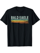 Vintage Stripes Bald Eagle PA T-Shirt 180G 100% Cotton Printed Round Neck Short-Sleeve T-Shirt, Gifts for Men Dad Husband Grandpa, S-XXXL, Black