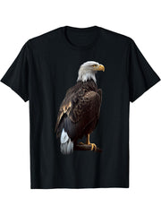 Bald Eagles Cool Design with a Bald Eagle T-Shirt 180G 100% Cotton Printed Round Neck Short-Sleeve T-Shirt, Gifts for Men Dad Husband Grandpa, S-XXXL, Black