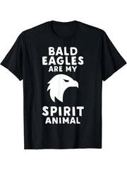 Bald Eagles Are My Spirit Animal - Funny Bald Eagle T-Shirt 180G 100% Cotton Printed Round Neck Short-Sleeve T-Shirt, Gifts for Men Dad Husband Grandpa, S-XXXL, Black