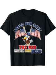 Proud true American bald eagle stripes and stars liberty T-Shirt 180G 100% Cotton Printed Round Neck Short-Sleeve T-Shirt, Gifts for Men Dad Husband Grandpa, S-XXXL, Black