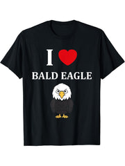 Bird Raptor Simple Bird Eagle Bird i love Bald Eagle T-Shirt 180G 100% Cotton Printed Round Neck Short-Sleeve T-Shirt, Gifts for Men Dad Husband Grandpa, S-XXXL, Black