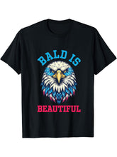 Bald is beautiful Shirt - Bald Eagle Patriotic American T-Shirt 180G 100% Cotton Printed Round Neck Short-Sleeve T-Shirt, Gifts for Men Dad Husband Grandpa, S-XXXL, Black