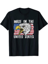 4th of July Independence Day USA Flag Bald Eagle T-Shirt 180G 100% Cotton Printed Round Neck Short-Sleeve T-Shirt, Gifts for Men Dad Husband Grandpa, S-XXXL, Black