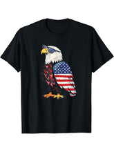 American Bald Eagle, American Flag, Cool T-Shirt 180G 100% Cotton Printed Round Neck Short-Sleeve T-Shirt, Gifts for Men Dad Husband Grandpa, S-XXXL, Black