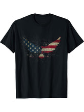 American Flag Eagle For Men Women Boy Girl for 4th of July T-Shirt 180G 100% Cotton Printed Round Neck Short-Sleeve T-Shirt, Gifts for Men Dad Husband Grandpa, S-XXXL, Black