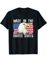 4th of July Independence Day USA Flag Bald Eagle T-Shirt 180G 100% Cotton Printed Round Neck Short-Sleeve T-Shirt, Gifts for Men Dad Husband Grandpa, S-XXXL, Black