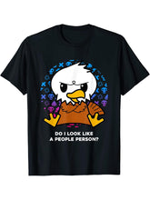 Do I Look Like A People Person Grumpy American Bald Eagle T-Shirt 180G 100% Cotton Printed Round Neck Short-Sleeve T-Shirt, Gifts for Men Dad Husband Grandpa, S-XXXL, Black