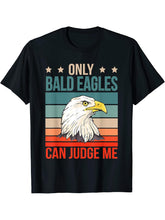 Bald Eagles Can Judge Me Eagle Bald Eagle T-Shirt 180G 100% Cotton Printed Round Neck Short-Sleeve T-Shirt, Gifts for Men Dad Husband Grandpa, S-XXXL, Black