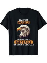 Bald Eagles Bald Eagle T-Shirt 180G 100% Cotton Printed Round Neck Short-Sleeve T-Shirt, Gifts for Men Dad Husband Grandpa, S-XXXL, Black