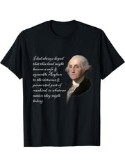George Washington Quote Safe and Agreeable Shirt T-Shirt 180G 100% Cotton Printed Round Neck Short-Sleeve T-Shirt, Gifts for Men Dad Husband Grandpa, S-XXXL, Black
