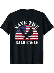 American Bald Eagle - Distressed USA Flag T-Shirt 180G 100% Cotton Printed Round Neck Short-Sleeve T-Shirt, Gifts for Men Dad Husband Grandpa, S-XXXL, Black