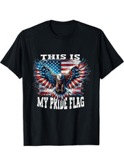 USA Patriotic Mens American Flag USA Eagle Flag 4th of July T-Shirt 180G 100% Cotton Printed Round Neck Short-Sleeve T-Shirt, Gifts for Men Dad Husband Grandpa, S-XXXL, Black